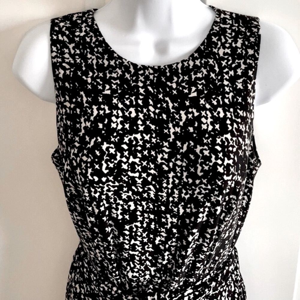 Lauren Ralph Lauren Black & White Print Sleeveless Jersey Midi-dress Full Skirt - Picture 6 of 13